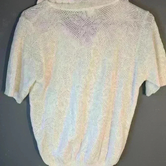 Vintage Kenneth too white knit sweater shirt small with scalloped collar - Picture 6 of 9
